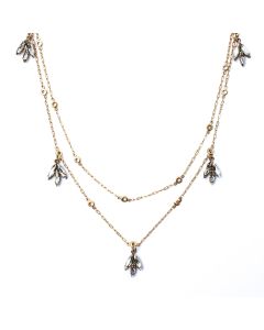 Catherine Popesco Gold Necklace with Crystal Leaf Clusters 42"