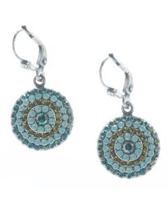 Catherine Popesco Silver Round Pave Crystal Earrings - Pacific Opal