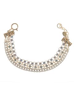 Catherine Popesco Gold Triple Chain Crystal Bracelet