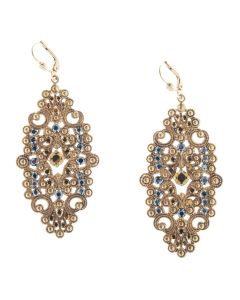 Catherine Popesco Large Gold Oblong Filigree Crystal Earrings - Hematite