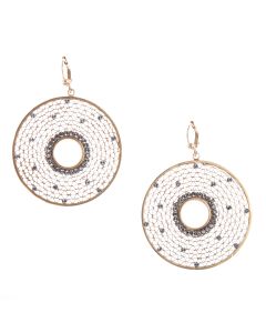 Catherine Popesco Large Round Filigree Mesh Circle Crystal Earrings