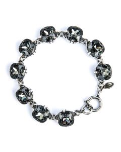 Catherine Popesco Large Stone Crystal Bracelet - Black Diamond and Silver