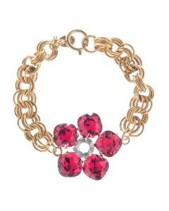 Catherine Popesco Large Stone Crystal Flower Bracelet - Scarlet Red