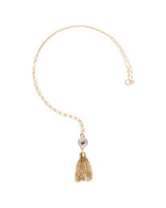 Catherine Popesco Large Stone Crystal Tassel Necklace - Assorted Colors in Gold