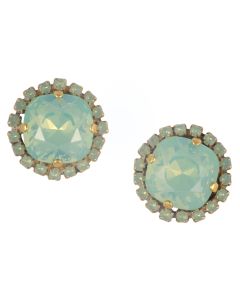 Catherine Popesco Large Stone Earrings Pacific Opal With Small Pacific Opal Crystals - Gold Post