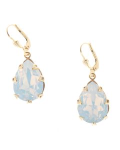 Catherine Popesco Large Teardrop Crystal Earrings - White Opal