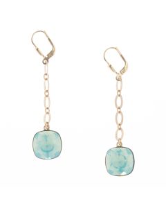 Catherine Popesco Long Drop Large Stone Crystal Earrings - Pacific Opal