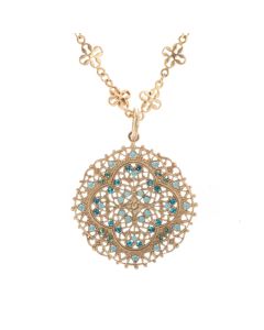 Catherine Popesco Pacific Opal Crystal and Gold Filigree Necklace