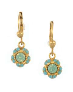 Catherine Popesco Petite Flower Crystal Dangle Earrings - Pacific Opal