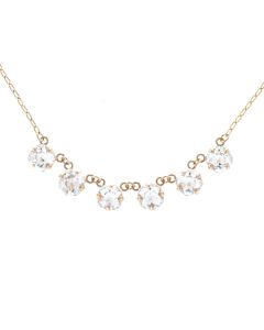 Catherine Popesco Petite Six Stone Crystal Necklace - Clear