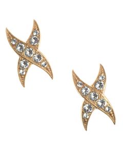 Catherine Popesco Rhinestone X Studs Gold Crystal Post Earrings
