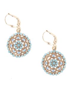 Catherine Popesco Round Crystal Flower Earrings - Pacific Opal