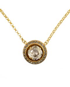 Catherine Popesco Round Crystal Frame Pendant Shade and Gold Necklace