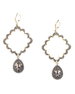 Catherine Popesco Scalloped Square with Teardrop Crystal Earrings