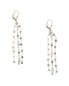 Catherine Popesco Semi Precious Stone & White Enamel Chain Earrings