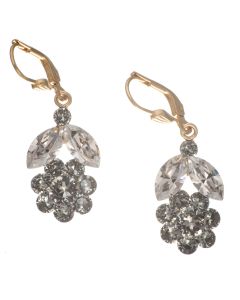 Catherine Popesco Shade and Black Diamond Flower Earrings in Gold