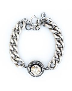 Catherine Popesco Shade Round Crystal Frame Bracelet in Silver