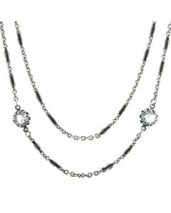 Catherine Popesco Silver or Gold Cannes Crystal Tin Cup Necklace 42" Long