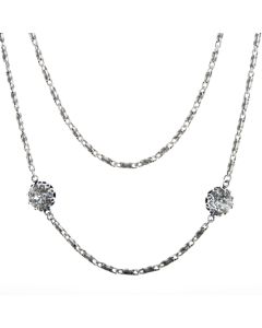 Catherine Popesco Silver or Gold Crowned Crystal Necklace 42" Long