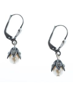 Catherine Popesco Silver Petite Capped Bead Pearl Drop Earrings