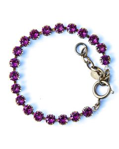 Catherine Popesco Small Stone Crystal Bracelet - Fuchsia Hot Pink and Gold