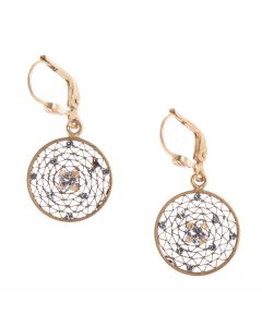 Catherine Popesco Small Round Filigree Mesh Crystal Earrings