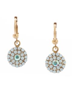 Catherine Popesco Small Round White Opal Paved Crystal Earrings