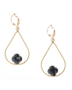 Catherine Popesco Small Teardrop Hoop with Petite Jet Black Crystal Earrings