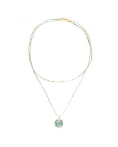 Catherine Popesco Turquoise Beaded Cord Necklace with Pacific Opal Crystal