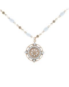 Catherine Popesco White Opal Crystal Medallion Pendant Necklace
