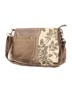 Large Purse Floral Print Canvas & Leather Shoulder Bag by Clea Ray