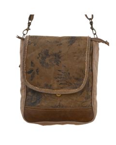 Vintage Floral Leather & Canvas Messinger Bag/Purse by Clea Ray