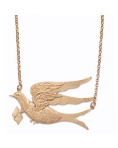 Catherine Popesco Love Dove Large Bird with Letter Choker Necklace