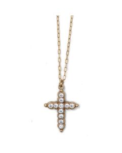 Catherine Popesco Clear Crystal Cross Necklace - Gold or Silver