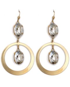 Catherine Popesco Drop Oval Crystal in Circle Earrings - Assorted Colors