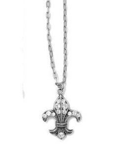 Catherine Popesco Fleur-de-lis Crystal Silver Necklace