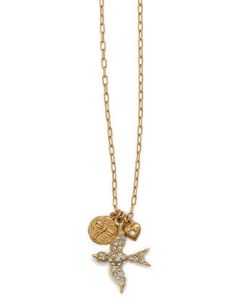 La Vie Bird Charm Crystal Necklace