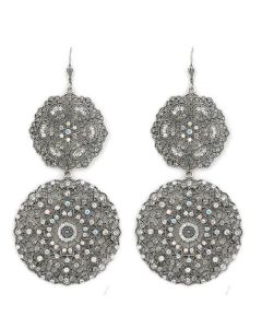 Catherine Popesco Large Round Silver Double Filigree Earrings