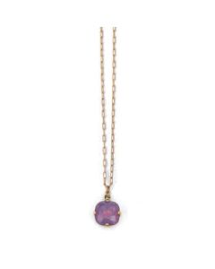 Large Stone Crystal Necklace  - Lavender and Silver
