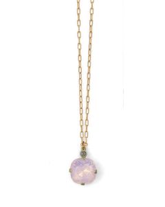 Catherine Popesco Large Stone Crystal Necklace  - Pink or Rosewater and Gold