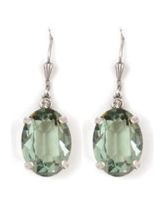 Catherine Popesco Oval Crystal Earrings - Marine and Silver