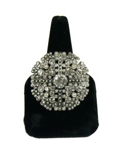 Large Silver Cyrstal and Pearl Stretch Ring Bracchiale