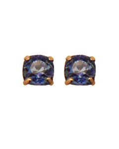 Stud or Post Medium Stone Crystal Earrings - Midnight Blue and Silver