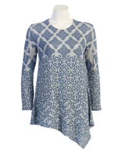 Jess & Jane Crepe Sweater Knit Asymetric Tunic Top - Lexis