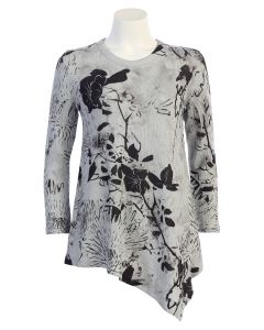 Jess & Jane Crepe Sweater Knit Asymetric Tunic Top - Art of Asia