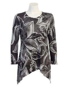 Jess & Jane Crepe Sweater Knit Tunic Top - Flowerama