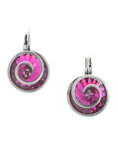 Konplott Jewelry - Classic Twist Eurowire Earrings - Dark Rose Fuchsia Crystal