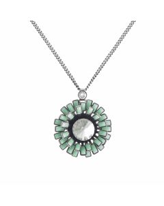 Konplott Love You Love You Not Aqua Green Enamel Daisy Pendant Necklace
