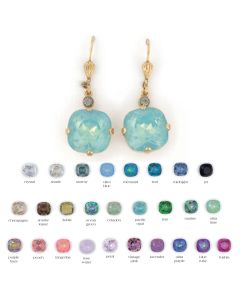 Catherine Popesco Large Stone Crystal Dangle Earrings - Assorted Colors in Gold or Silver