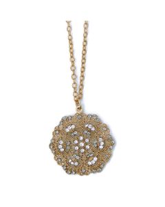 Catherine Popesco Small Lacy Medallion Gold or Silver Crystal Necklace